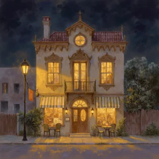 grainy oil painting scene holo-v1